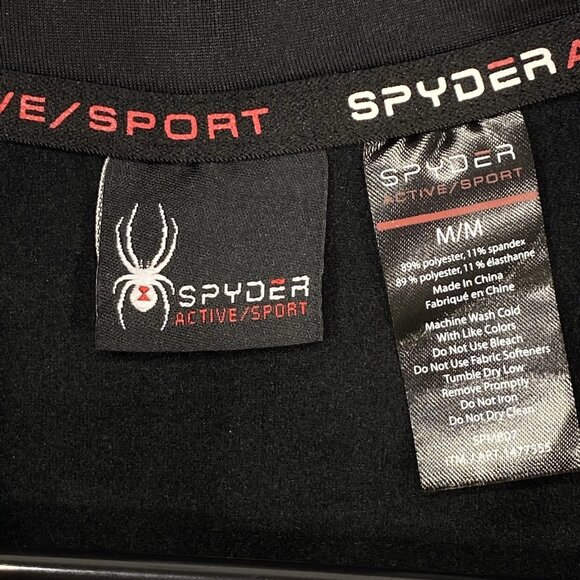 SPYDER 1/4 Zip Shirt Mens Medium Black Base Layer Quick Dry Pullover - Picture 9 of 13